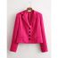 Fashion Rose Red Polyester Lapel Buttoned Blazer