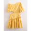 Fashion Yellow Cotton And Linen Hollow Skirt