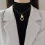 Fashion Necklace [titanium Steel Chain Copper Pendant] Titanium Steel Diamond Leopard Round Necklace