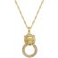Fashion Necklace [titanium Steel Chain Copper Pendant] Titanium Steel Diamond Leopard Round Necklace