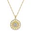 Fashion Gold Titanium Steel Diamond Sunflower Necklace
