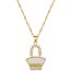 Fashion Gold Titanium Steel Diamond Pearl Shell Necklace