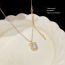 Fashion Gold Titanium Steel Diamond Geometric Round Necklace