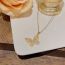 Fashion Gold Titanium Steel Diamond Butterfly Necklace