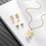 Fashion Golden White Beads Set Stainless Steel Pearl Geometric Earrings Necklace Set