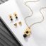 Fashion Gold Black Bead Earrings Stainless Steel Pearl Geometric Stud Earrings