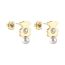 Fashion Gold White Bead Earrings Stainless Steel Pearl Geometric Stud Earrings