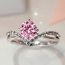 Fashion Pink Copper Diamond Round Ring