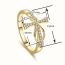Fashion Gold Copper Diamond Cross Ring