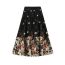 Fashion Dark Floor Printed Pleated Skirt