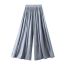 Fashion Gray Blue Pearlescent Organza Pleated Wide-leg Culottes