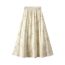 Fashion National Style Green Cotton And Linen Printed Skirt
