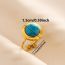 Fashion 2# Stainless Steel Turquoise Round Ring