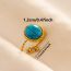 Fashion 5# Stainless Steel Turquoise Round Ring