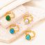 Fashion 5# Stainless Steel Turquoise Drop Shape Ring