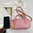 Fashion Pink Faux Woven Embossed Hand Crossbody Bag