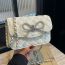 Fashion White Trumpet Diamond Embroidery Chain Bow Crossbody Bag