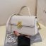 Fashion Off White Litchi Pattern Square Lock Handbag