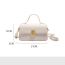 Fashion Off White Litchi Pattern Square Lock Handbag
