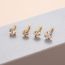 Fashion Straight Bar - Gold Stainless Steel 3mm Love Five-pointed Star Zircon Piercing Nose Nail 4-piece Set