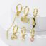 Fashion Silver Copper Inlaid Zircon Drop Oil High Heels Flower Pendant Earrings 6-piece Set