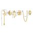 Fashion Gold Copper Inlaid Zircon Pentagram Moon Chain Pendant Earrings Set Of 6