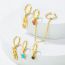 Fashion Silver Copper Inlaid Zircon Drop Oil Five-pointed Star Tassel Love Pendant Earring Set 6 Pieces