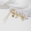 Fashion Gold Copper Inlaid Zircon Pentagram Moon Chain Pendant Earrings Set Of 6