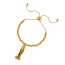 Fashion Golden 1 Copper Inlaid Zirconia Oval Figure Crystal Pendant Beaded Bracelet