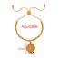 Fashion Golden 2 Copper Inlaid Zirconia Figure Pendant Beaded Bracelet