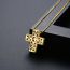 Fashion Gold Copper Diamond Cross Necklace