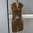 Fashion Leopard Gold Metallic Leopard Print Halterneck Tank Top Skirt Suit