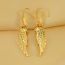 Fashion Gold Stainless Steel Wing Earrings