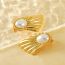 Fashion Gold Stainless Steel Pearl Earrings