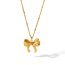 Fashion Golden 2 Stainless Steel Bow Necklace