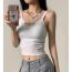 Fashion Gray Green Hollow Knitted Camisole