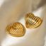 Fashion Gold Stainless Steel Striped Love Earrings