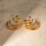 Fashion Gold Stainless Steel Diamond-encrusted Four-layer C-shaped Earrings