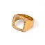 Fashion 8# Stainless Steel Square Hollow Ring With Diamonds