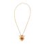 Fashion Gold Stainless Steel Onyx Heart Necklace