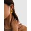 Fashion Gold Stainless Steel Rectangular Hammered Earrings