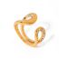 Fashion Gold Stainless Steel Diamond Open Ring