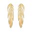 Fashion Gold Stainless Steel Diamond Feather Earrings