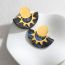 Fashion Gold Stainless Steel Oil Painting Fan-shaped Earrings