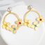 Fashion Gold Stainless Steel Flower Earrings
