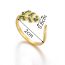 Fashion Gold Stainless Steel Diamond Leaf Ring