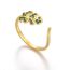 Fashion Gold Stainless Steel Diamond Leaf Ring