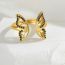 Fashion Gold Titanium Steel Diamond Butterfly Open Ring