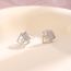 Fashion Geometric Zircon Stud Earrings--white Gold (left And Right Points) Copper Diamond Square Stud Earrings