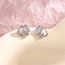 Fashion Geometric Zircon Stud Earrings--white Gold (left And Right Points) Copper Diamond Square Stud Earrings